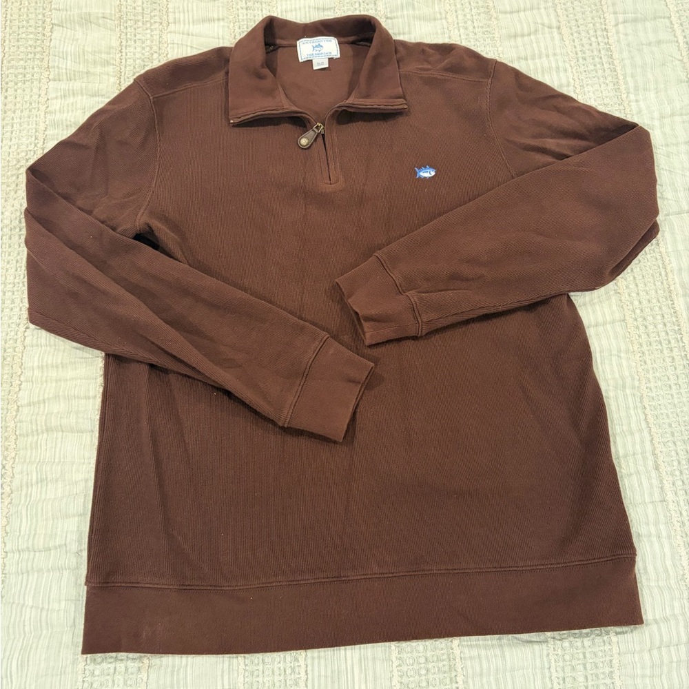 Southern Tide Skipjack 1/4 Zip Pullover Men’s Medium Brown GUC
